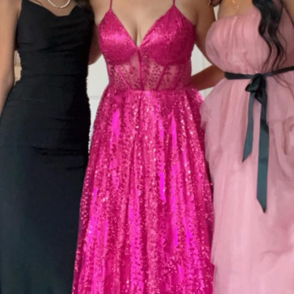 Blondie Nites Fuchsia Sequin Gown
